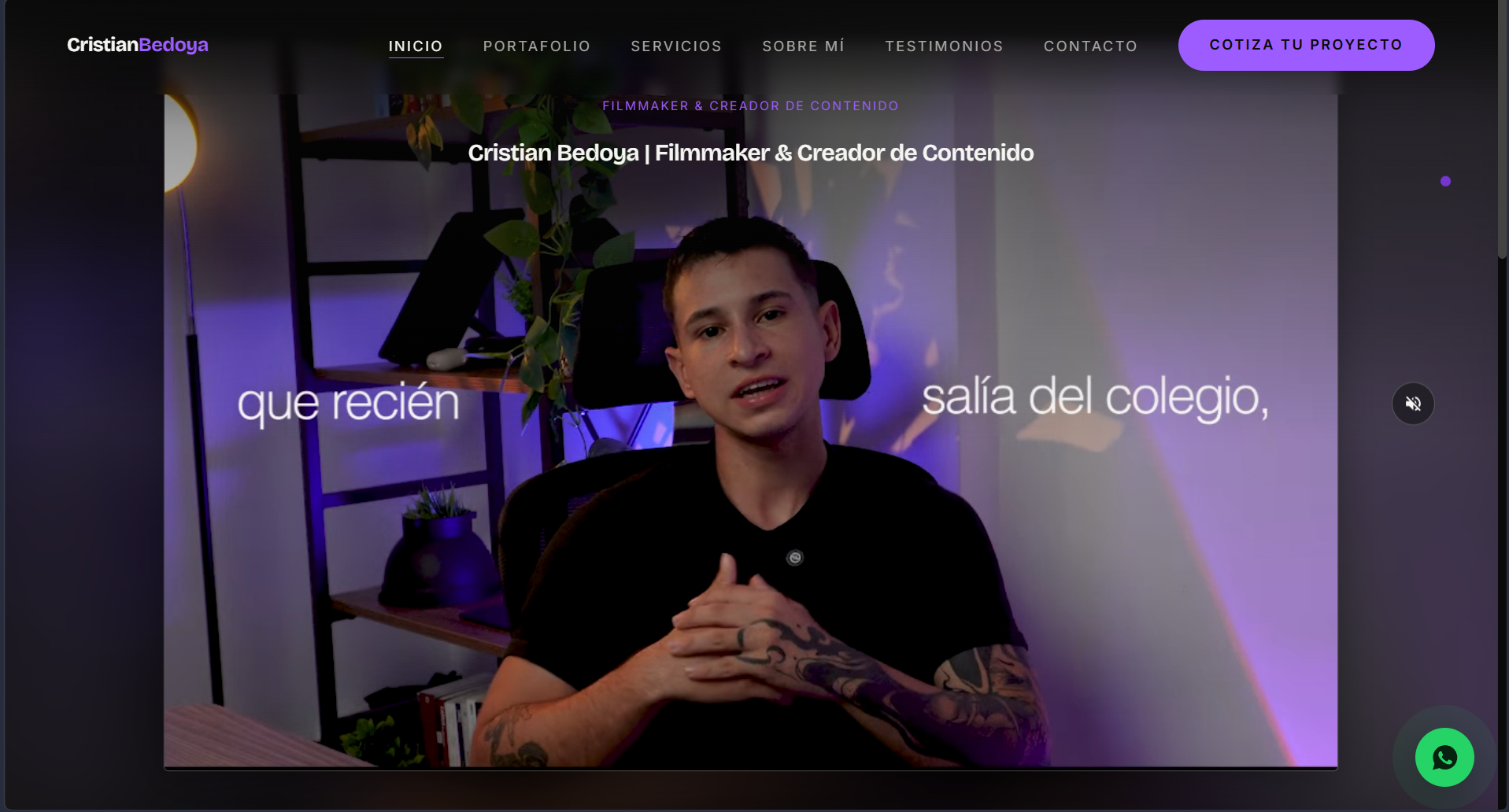 Web personal de Cristian Bedoya, Filmmaker y Creador de Contenido