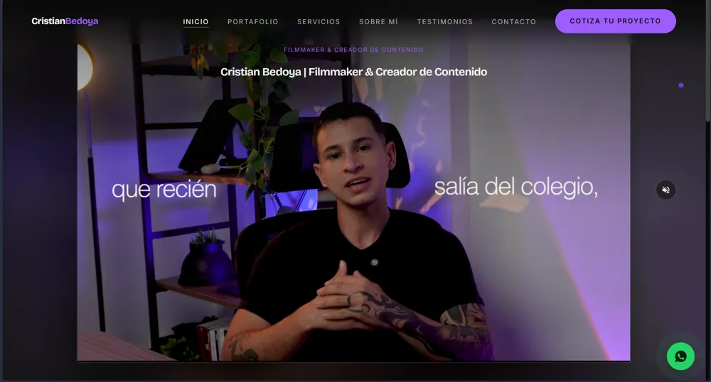 Web personal de Cristian Bedoya, Filmmaker y Creador de Contenido